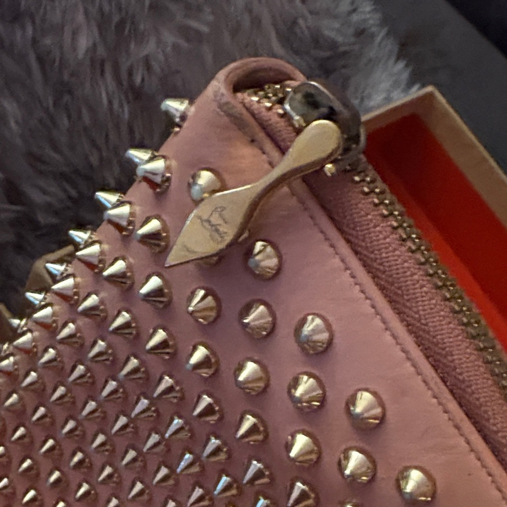 Christian Louboutin Pink Wallet with Gold Studs